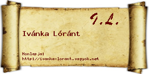 Ivánka Lóránt névjegykártya